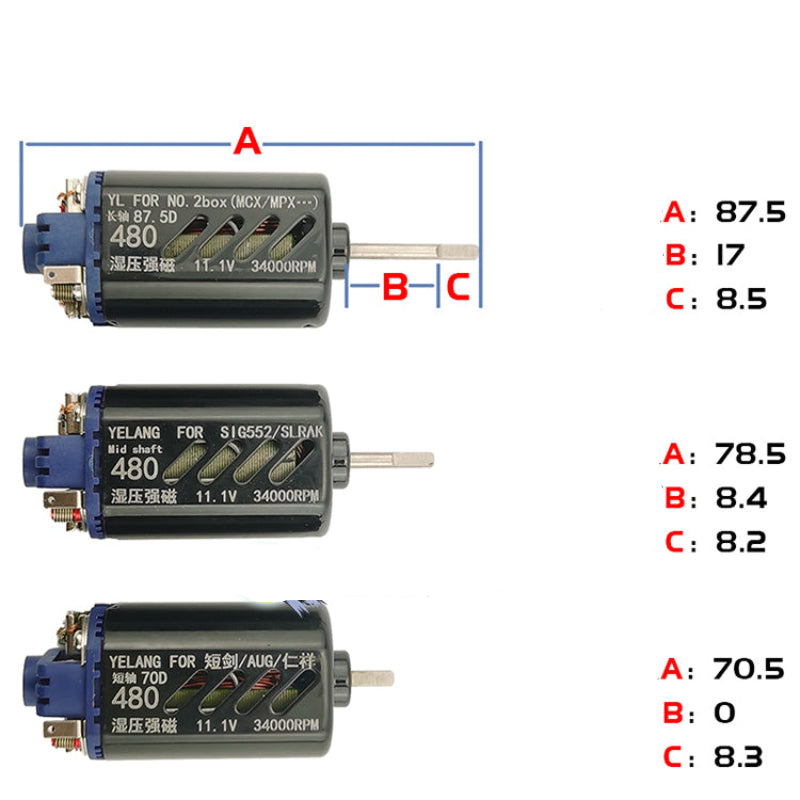 480 High-Speed Motor 11.1V 34,000 RPM