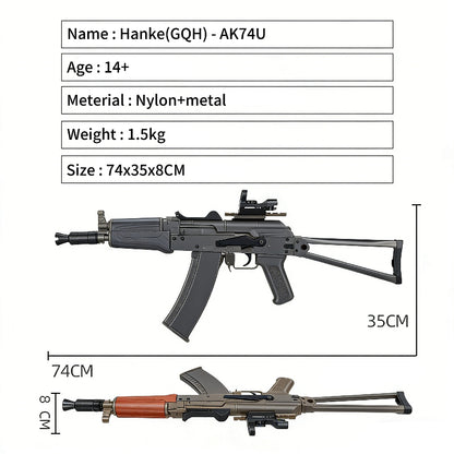 Hanke AK74U Electric Black Gel Blaster Rifle