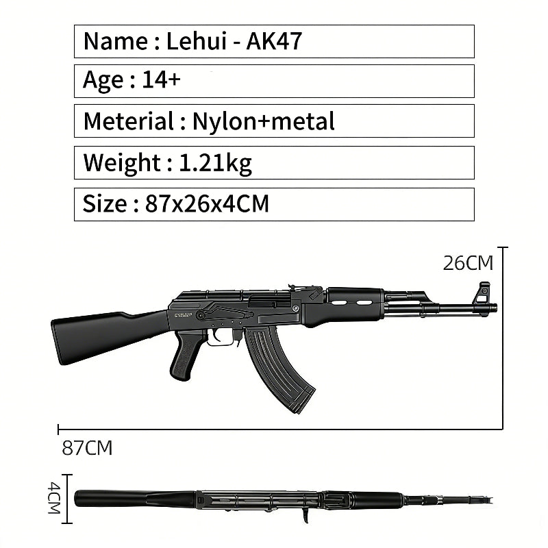Lehui AK47 Electric Black Gel Blaster Rifle