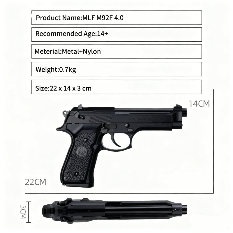 MLF Beretta M92F Black Gel Blaster Pistol