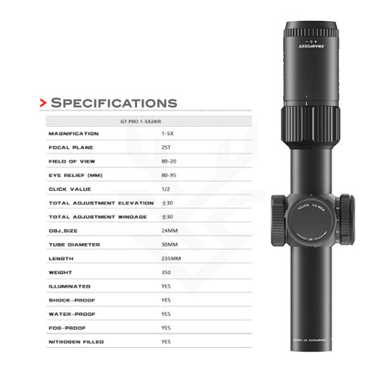 Precision SD GT PRO 1-5X24IR Crosshair Scope
