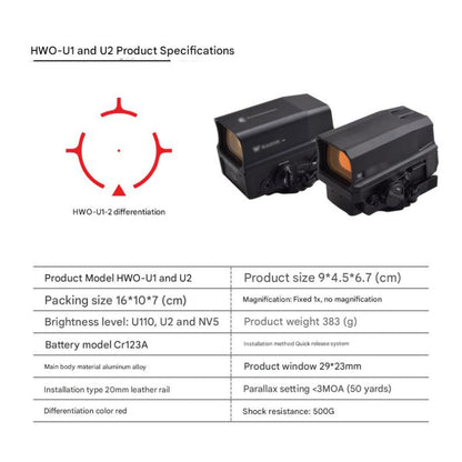 SD HWO-U1/U2 Metal Holographic Red Dot Sight