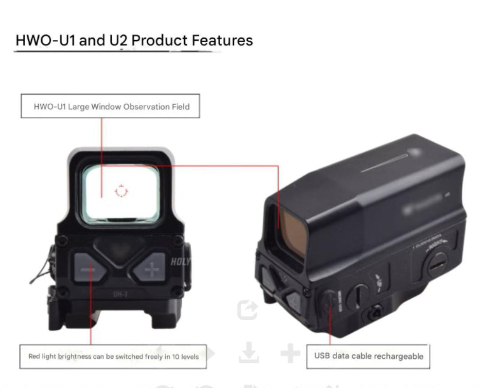 SD HWO-U1/U2 Metal Holographic Red Dot Sight