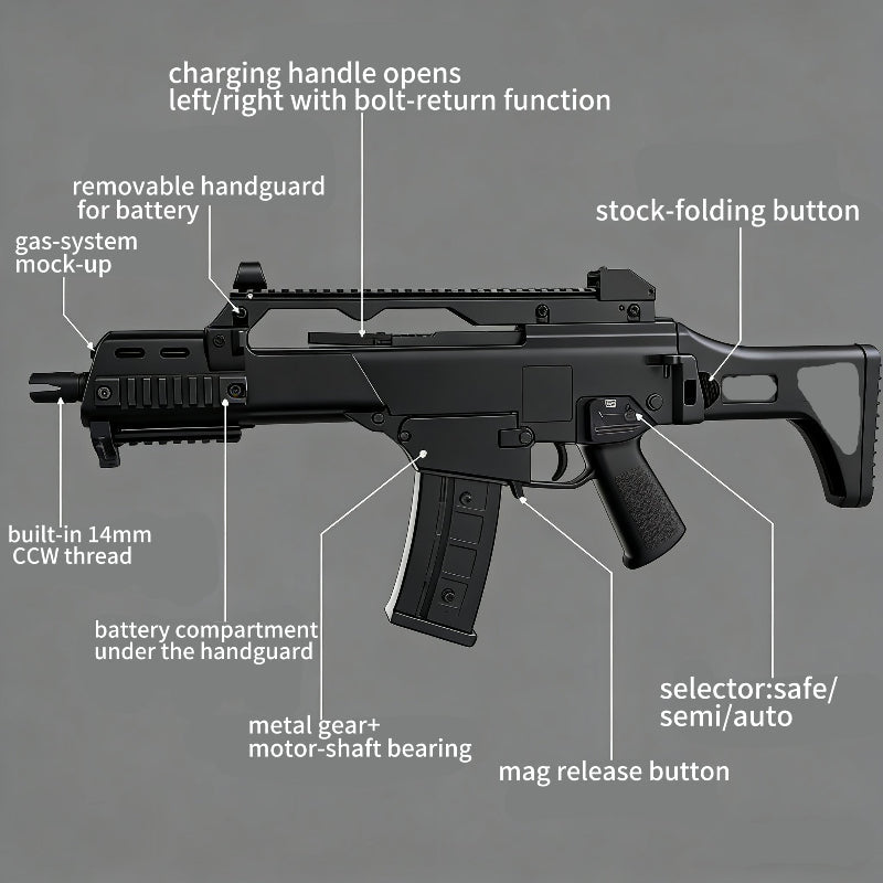 TG G36C Black Gel Blaster Rifle 250FPS