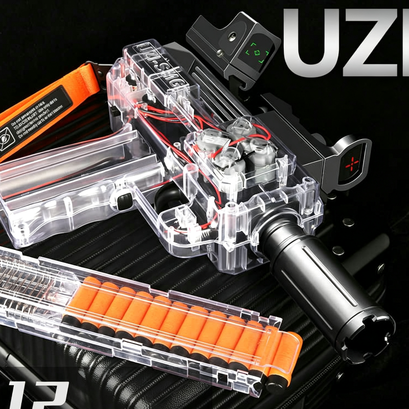 Transparent Full Auto UZI Electric Nerf Blaster