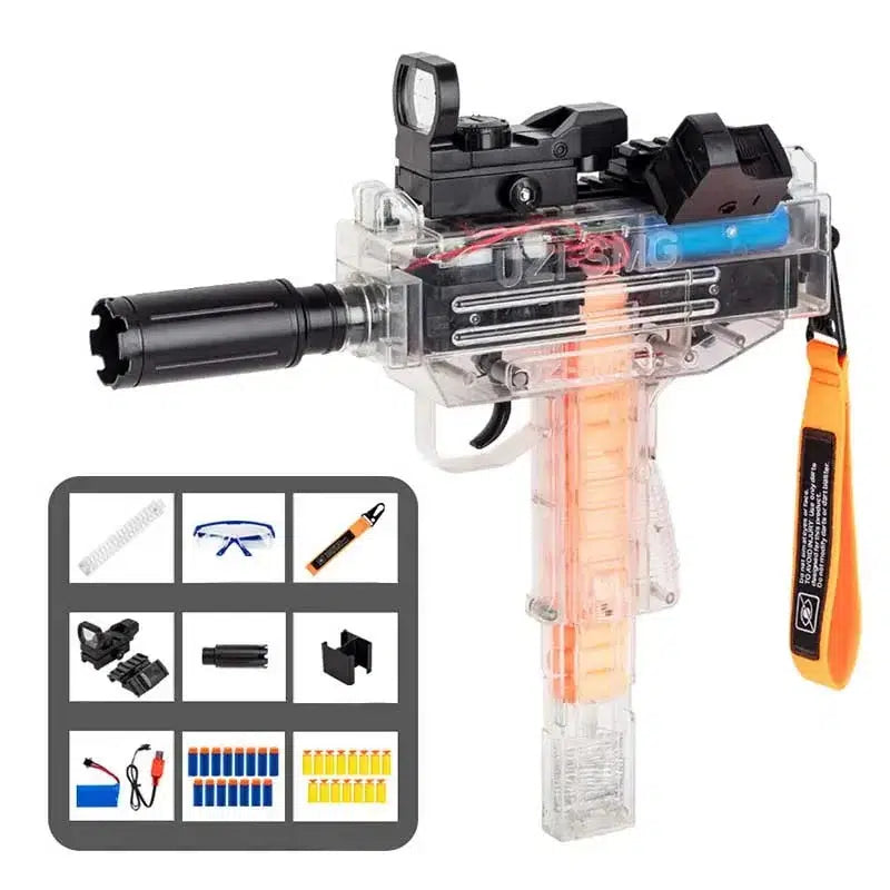 Transparent Full Auto UZI Electric Nerf Blaster