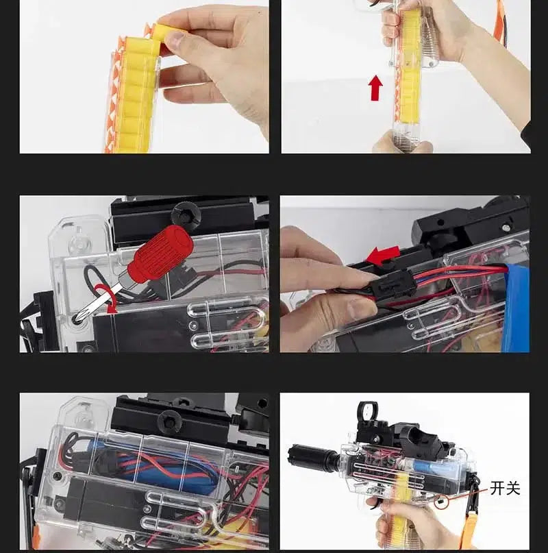 Transparent Full Auto UZI Electric Nerf Blaster