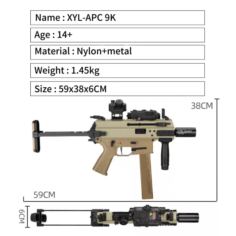 XYL APC9K Electric Metal Gel Blaster SMG