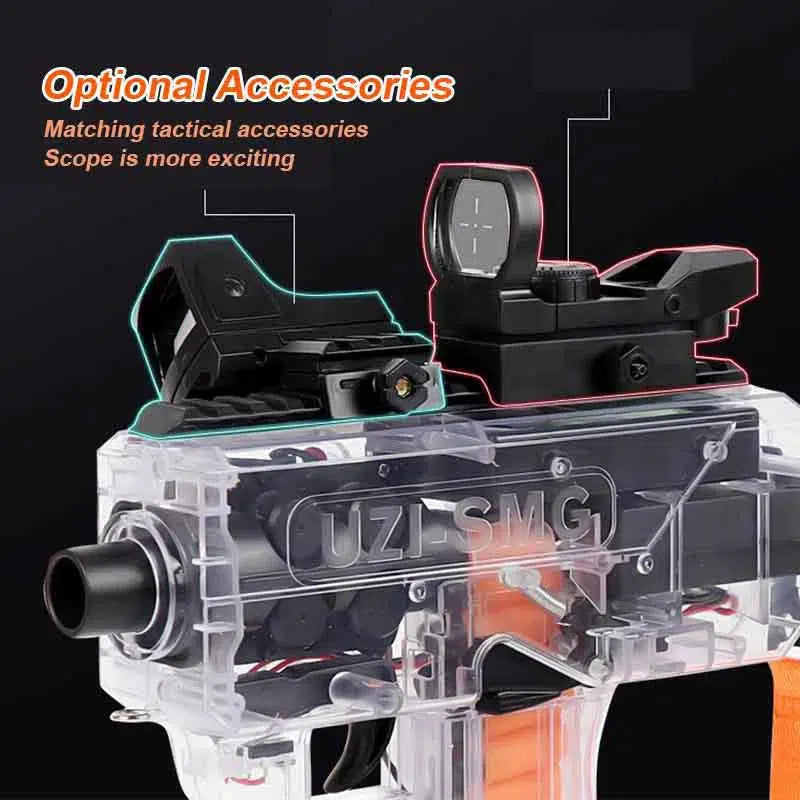 Transparent Full Auto UZI Electric Nerf Blaster